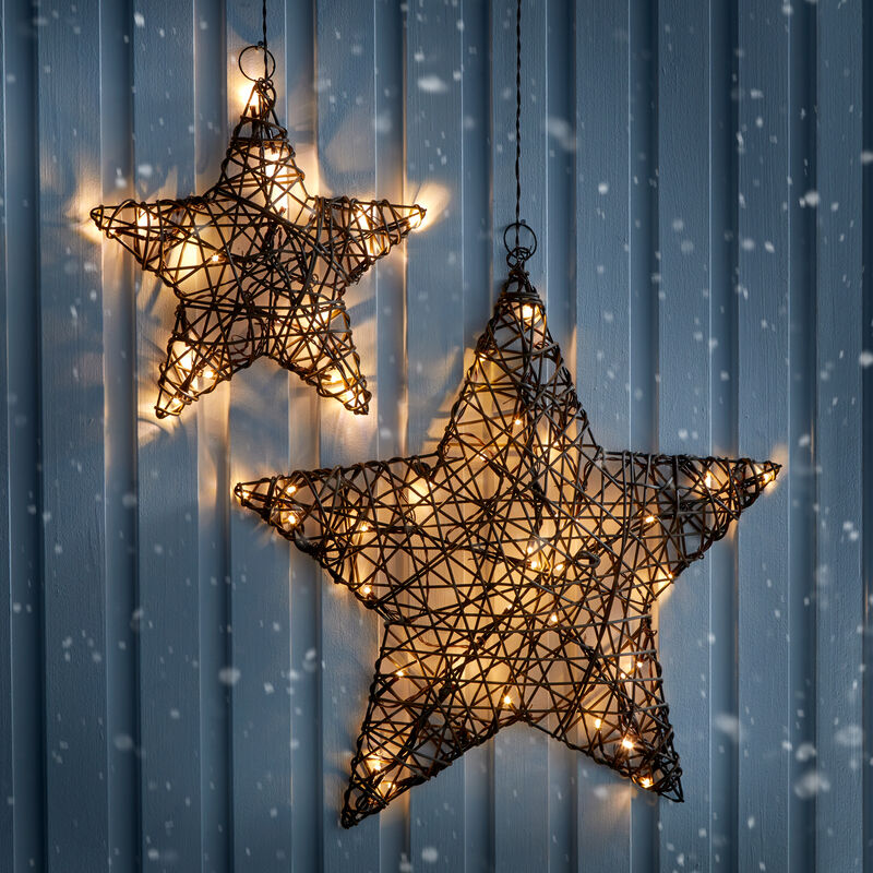 Grote Leuchtstern, Dekostern Weihnachtsdeko, Geflochtener Julia mit Weihnachtsbeleuchtung - Shop LED-Beleuchtung,
