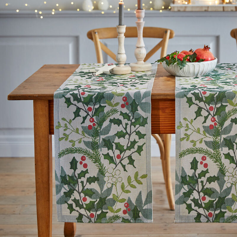 Schwedische Wintertischwäsche: Tischläufer aus hochwertiger - Tischtuch Bio-Baumwolle, Hagen Tischdecke, Shop Grote Tafeldecke