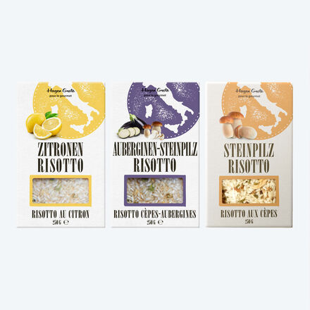 Produktbild fr '3er-Set: Risotti mit Premium Carnaroli-Reis: Zitrone, Aubergine-Steinpilz & Steinpilz'