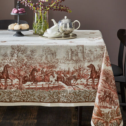 Produktbild fr 'Exquisite Toile-de-Jouy Tischdecke aus edlem Leinen'