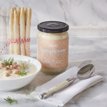 Produktbild fr 'Feinste Suppenspezialitt: Spargelcremesuppe mit Nordseekrabben, Suppe'