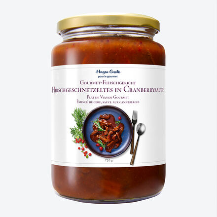 Produktbild fr 'Gourmet-Klassiker im Glas: Hirschgeschnetzeltes in Cranberrysauce minutenschnell zubereiten'