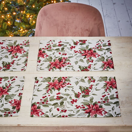 Produktbild fr 'Winterliche Jacquard-Tischsets mit floralem Dessin'