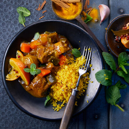 Produktbild fr 'Wrz-Orangen-Lamm-Tajine auf Safran-Couscous'